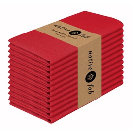 Native Fab - Juego de 12 servilletas de tela, 100% algodón, lavable, reutilizable, 17 x 17 pulgadas, servilletas de decoración de mesa para cena, eventos, rojo