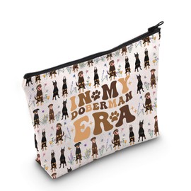 MEIKIUP Doberman Dog Makeup Bag Doberman Lover Gifts Dog Mama Makeup Travel Bag In My Doberman Mom Era Bag (doberman bag)