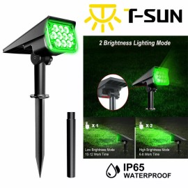 T-SUN Solar 20-LED Spotlight Landscape Light Outdoor Garden Pathway Wall Lamp Green US