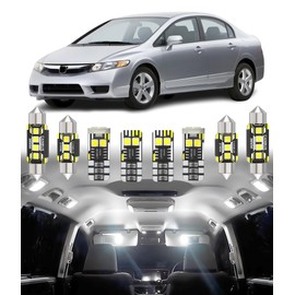 BMT xms Car Interior LED Light Replacement for Honda Civic 3D 4D Sedan/Coupe/Hatch 2001-2012,6000K Super Bright Interior Light Bulbs Package, 6pcs