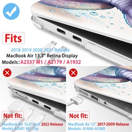 Mektron Case for MacBook Air 13 inch M1 A2337 A2179 A1932,Hard Cover 2018-2021 Air 13-inch with Touch ID, Exclusively Designed Protective Shell with Keyboard Skin+Screen Protector, Cute Turtle