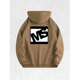 MS Logo Graphic Hoodie 100% Cotton US Warehouse 7 ColorsColor: Khaki, Size: L