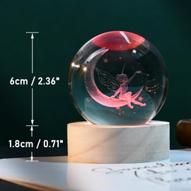 IFOLAINA 3D Fairy Crystal Ball Glass Sphere Charming Fairy Figurines for Home Decor for Girl Ornament