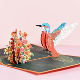 DingGreat Humming Bird Card,Hummingbird & Flower Pop Up Card,Birthday Card for Mom,Mothers Day Card,Valentines Day Card,3D Card,Cards attached to the gifts