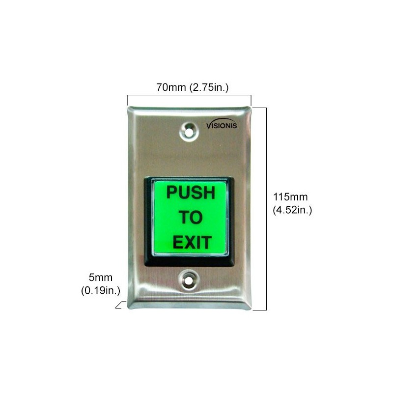 Visionis 2 Pack FPC-7491 VIS-7000 Green Square Push to Exit