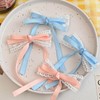 Ribbon Hair Accessory Set of 2 Ribbon Barrettes Fashionable Pink