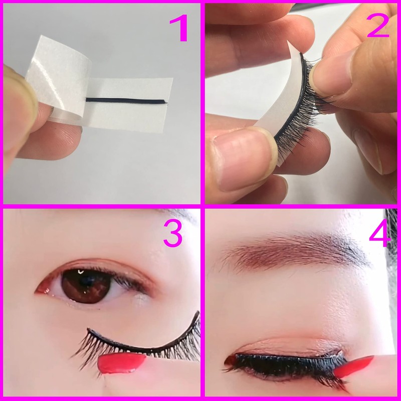 Self Adhesive Lash Strips for Fake Eyelashes, No Glue Apply