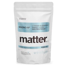 Matter Magno-N, L-Treonato de Magnesio MagteinTM y GABA, Apoyo a la Función Cognitiva, Bienestar Mental y Relajación, Polvo Sabor Mora, 1 Bolsa con 60 Porciones, 180g