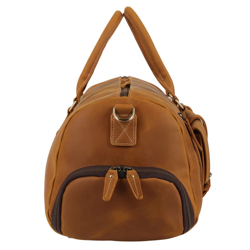 TIDING Custom Weekender Overnight Genuine Leather Travel Bag Duffel Bag