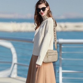 JinDouer UmhäNgetasche Damen Pu Leder, Crossbody Bag mit Breitem Schultergurt, Kleine Handtasche mit Vielen FäChern - Tasche (Grau)