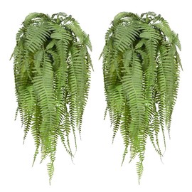 HOFMEFY Small Fake Hanging Plant Realistic Artificial Fern Plants Wall Decor for Floating Shelves Indoor Outdoor Shelf Decoration Green Pack of 2 22Inch Long