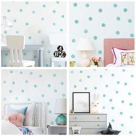 ROFARSO 120 Decals 2.2'' Cyan Dots Wall Decals Watercolor Polka Wall Stickers DIY Decoration for Kids Baby Boys Girls Teens Removable Home Decor for Nursery Bedroom Living Room Playing Room