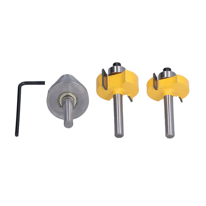 Router Bit 1/4in Shank Multi Grooved with 6Pcs Bearing 1/8in