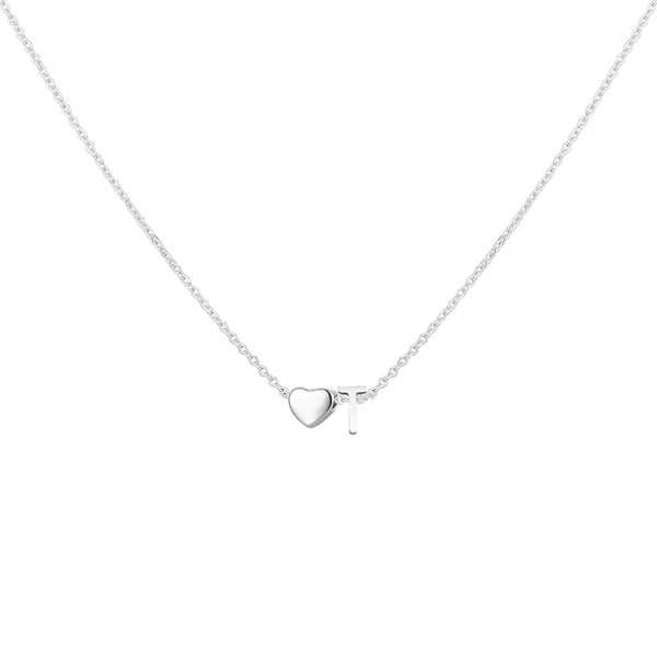 Glimmerst Heart Initial Necklace for Women Stainless Steel Tiny Heart