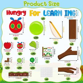 AgincBerry Spring Caterpillar Bulletin Board Decoration - 85Pcs Insect Theme Bulletin Border Set for Classroom 3D Paper Plate Caterpillar Very Hungry for Learning Cutout for White Chalkboard Decor