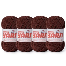 Plush Chunky Chenille Yarn for Crocheting, Soft Fluffy Velvet Yarn for Crocheting Amigurumi, Fuzzy Baby Blanket Knitting 400g/524yds Bulky（4 Dark Coffee）