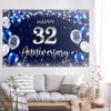 Happy 32nd Anniversary Backdrop Banner Decor Navy Blue – Silver