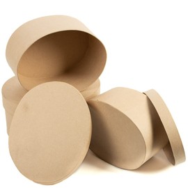 Factory Direct Craft Paper Mache Oval Shaped Box Set-(3 Pieces) Premade Oval Boxes Includes Lids. Ready to Decorate, Easy to Decoupage, Paint, Glitter & More