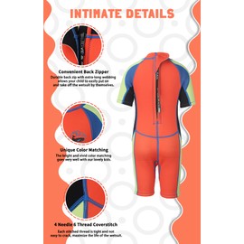 Kids Shorty Wetsuit, 2.5mm Neoprene One Piece Swimsuits UV Protection Swimsuits for Girls Boys Swimming Diving Snorkelling Surfing