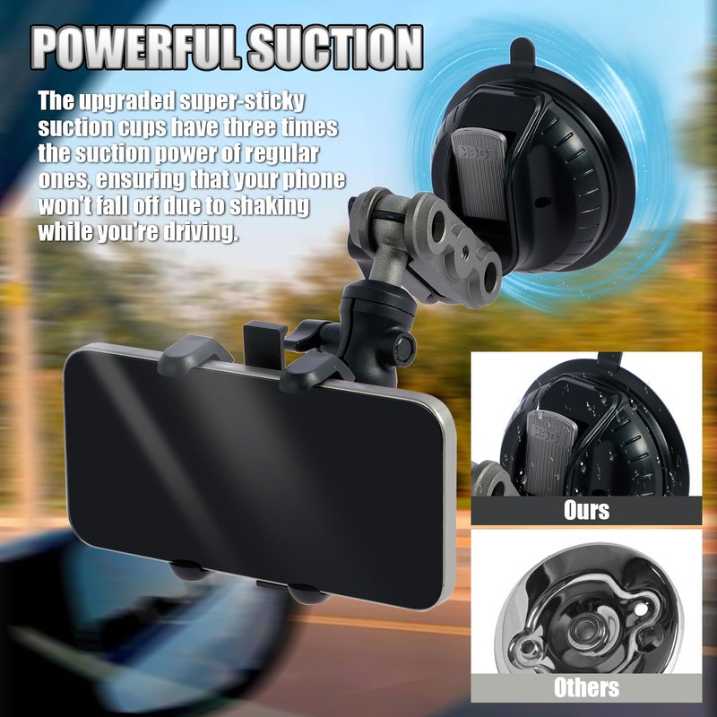 LSCSJUNS Car Phone Holder 360° Rotating Suction Cup Car Phone