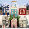 Village Pottery Tea Light Holder Country House Grey