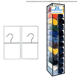 zebricolo-Closet Organization,24 Section,Hanging Closet Organizer,Ample Storage Space,College Dorm Essentials for Girls,Up to 45 Pounds,Clothes Storage,Closet Organizer-White/Black