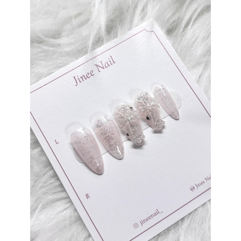 Glitter Cross Nail Tips - Short Oval / 글리터 십자가
