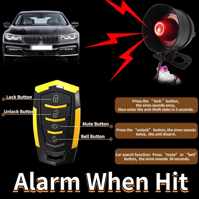 CHADWICK Car Horn Siren Alarm,Universal Car Alarm Security Protection System