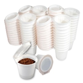 iFillCup 42 cápsulas vacías blancas compatibles con cafeteras Keurig 1.0 y 2.0 y K Cup, 100% reciclables, personalizables, mejor preparación que las cápsulas reutilizables y recargables