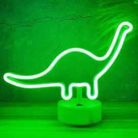 HOHOSIGN Dinosaur Neon Sign Dino Light Green LED Dinosaur Neon Light Room Decor for Boys Room Kids Girls Bedroom Nursery, Table Desk Stand Dinosaur LED Sign Night Light Toddlers Present Christmas