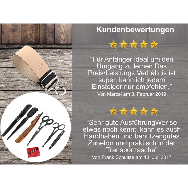 Professional Razor Set | Wood Handle Paste Solingen/Strop Set Beard