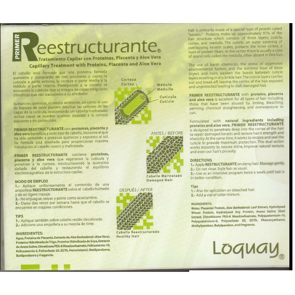 LOQUAY: PRIMER  RESTRUCTURANT CAPILLARY VIALS WITH PROTEIN, PLACENTA AND ALOE VE