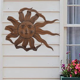 Oligsky Metal Sun Home Wall Decor Indoor Outdoor, Large Outdoor Metal Wall Art Sculpture for Patio Home Garden, Wall Art 22" W X1.2 D X20 H