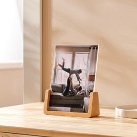 Rustic Wooden Photo Frames, 2 Pack, Beech Wood Base, Acrylic Glass Covers, Tabletop/Desktop Display (6 x 8 inches Vertical)