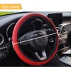 CGEAMDY Leather Steering Wheel Cover for Most Cars 37-38cm Red