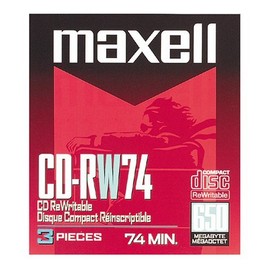 Maxell(R) CD-RW, 650MB/74 Minutes, 1x-4x, Pack of 3