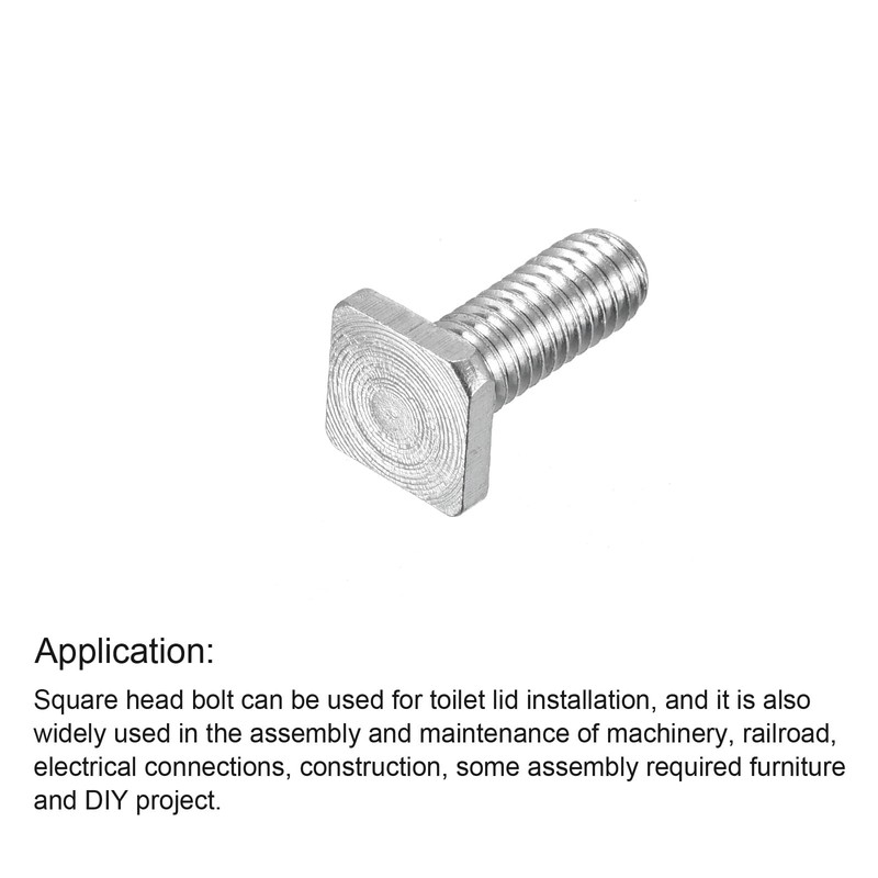 sourcing map Square Head Bolt, 10pcs M6x16mm Fully Thread Carbon