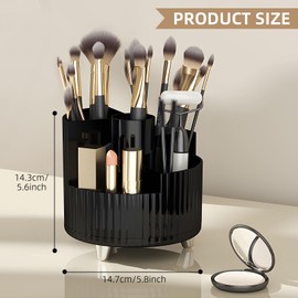 Cinnani Make Up Cosmetic Organiser, 360° Rotating Lipstick Beauty Organiser, Multifunctional Cosmetic Make Up Organiser - Black