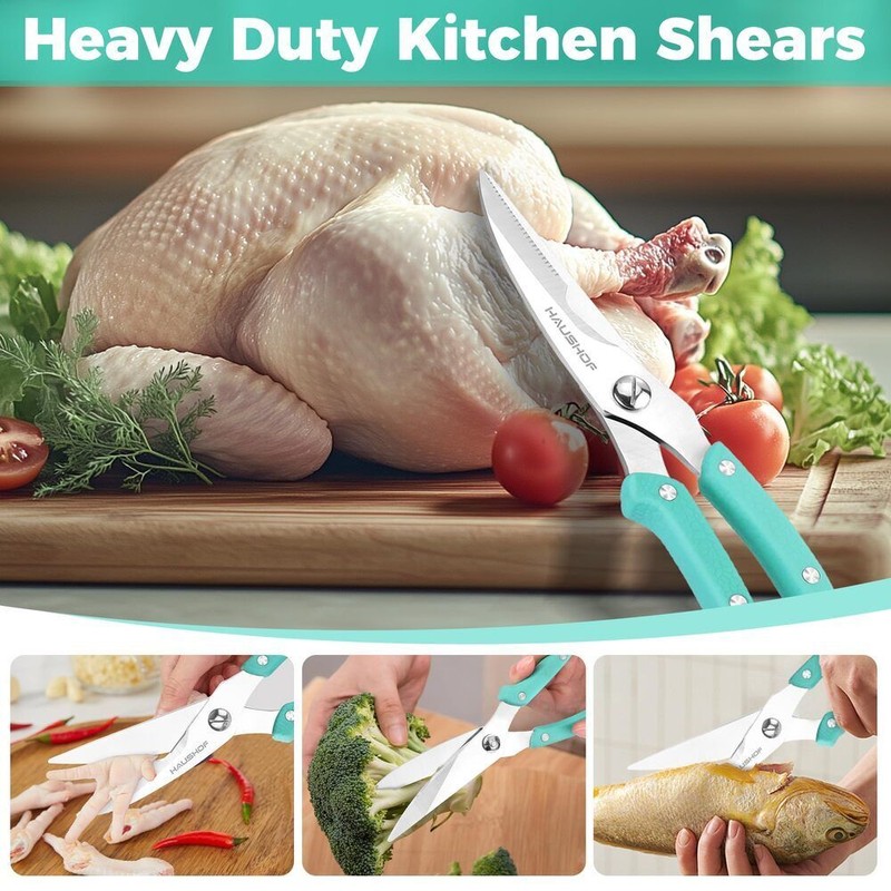 HAUSHOF Kitchen Shears for Food Stainless Steel Sharp Kitchen Scissors