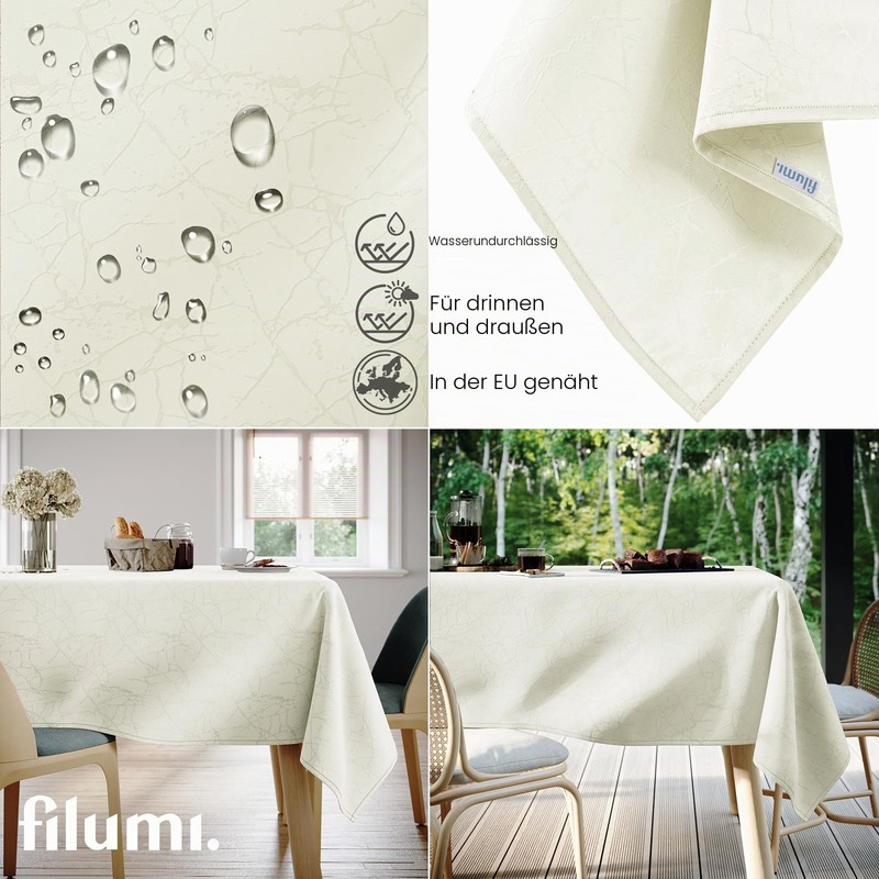 Filumi Tablecloth 140 x 240 cm Cream Washable for Indoor