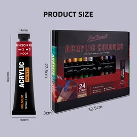 Xin Bowen Acrylic Paint Set 24 Colours 22ml Acrylic Paint Tubes Non Toxic Acrylic Artist Paints for Painting Canvas, Clay, Ceramic & Crafts for Kids & Adults