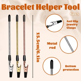 6 Pcs Bracelet Helper Tool, Metal Portable Jewelry Clasp Helpers with Non-Slip Sleeve, Aid Jewelry Quick Wear and Removal Metal Hook Equipment for Necklace Clasp Bracelet Fasteners (Colourful)