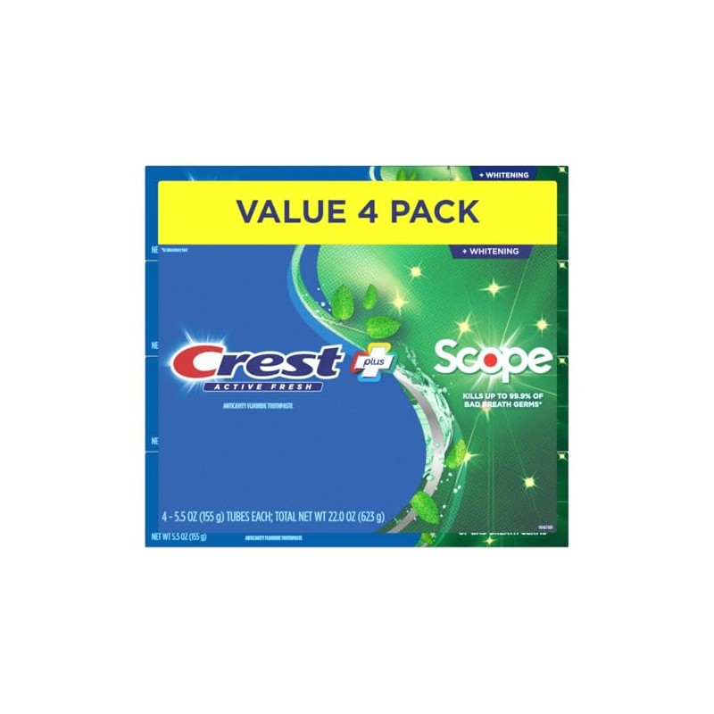 Crest Complete Active Fresh + Whitening Toothpaste, 5.5oz (Pack of