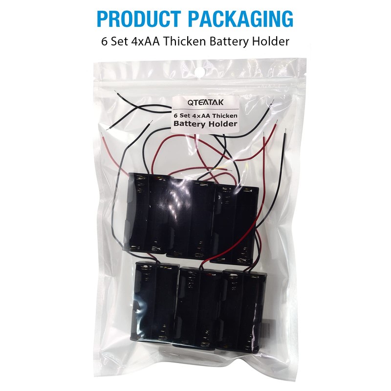 QTEATAK 4 x 1.5V AA Batteries Battery Holder Wire Leads