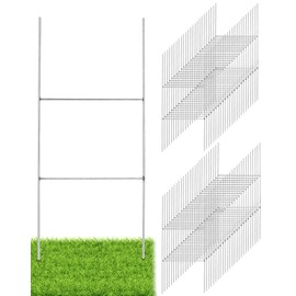 QWORK 50-Pack Galvanized Steel H Frame Wire Stakes – 16.5" x 7", 9 Gauge Zinc-Coated Sign Holders for Yard Signs, Real Estate, Events – Compatible with 5mm/6mm Corrugated Plastic Signs, H Wire Stakes
