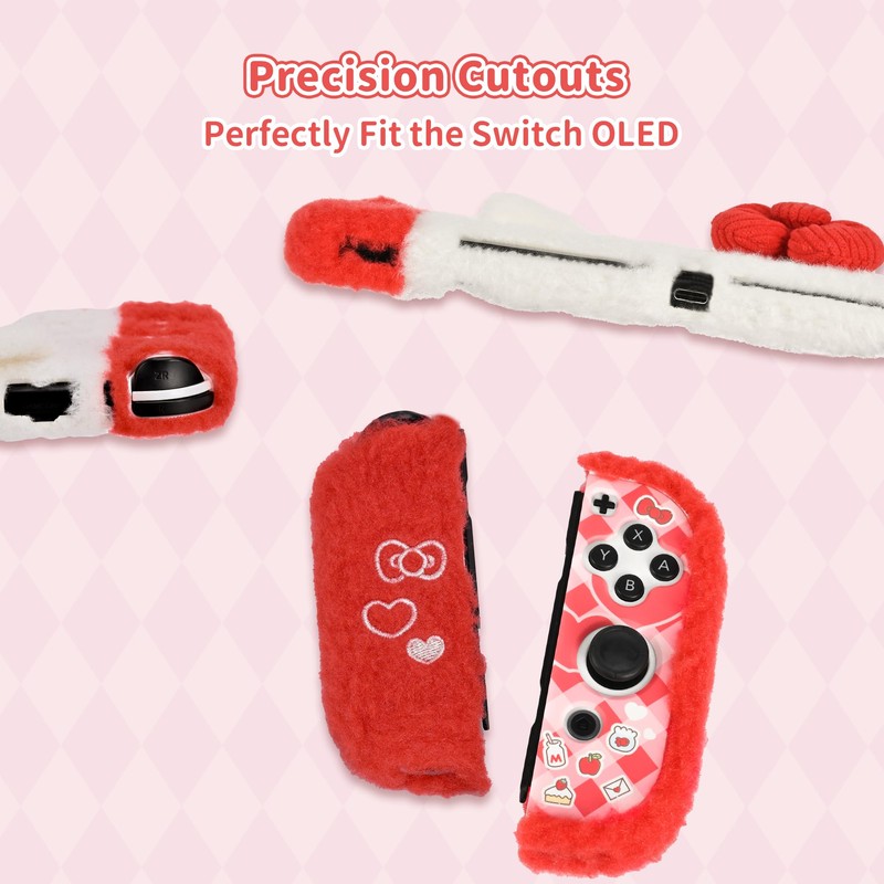 Plush Protective Case for Switch OLED,Kawaii Hard PC Slim Cover