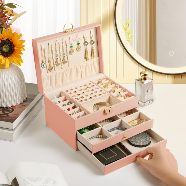 coobest 3 Layer Jewelry Box, Jewelry Holder Organizer with Jewelry