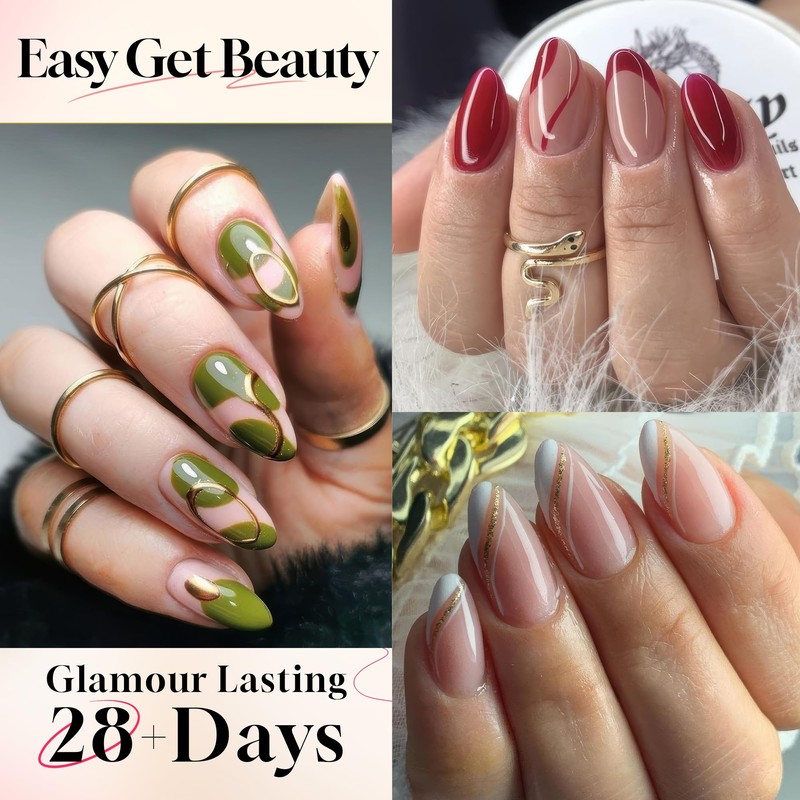 UNA GELLA Almond Gel Nail Tips Short: Half Cover Almond