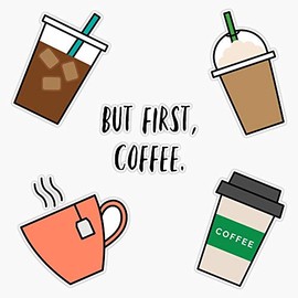 Magnet But First, Coffee Sheet (5Pcs) Magnet Bumper Sticker Car Magnet Flexible Reuseable Magnetic Vinyl 5"