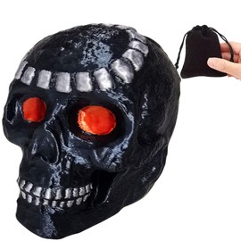 Aztec Mayan Death Whistle Skull - Screaming Whistle 3D (EXTREMELY LOUD) Detailed with Red Eyes and Silver Highlights, Shiny Silk Finish.Black Silk Storage Bag.